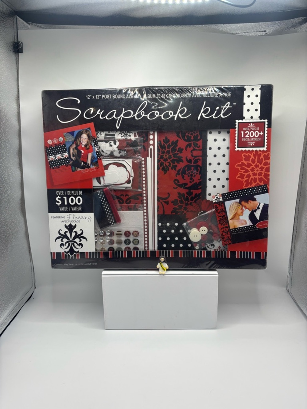 Scrapbooking Kit Red Black White 1200 Pieces 12x12 Post Bound Album